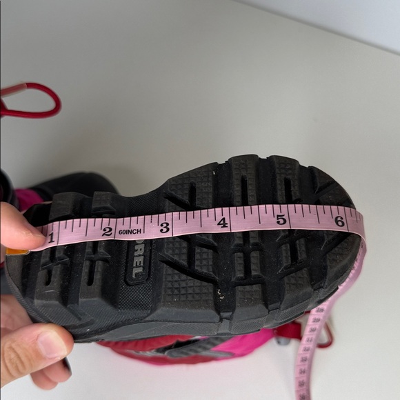 Sorrel flurry pink and black winter snow boots size youth 6 - Picture 9 of 10